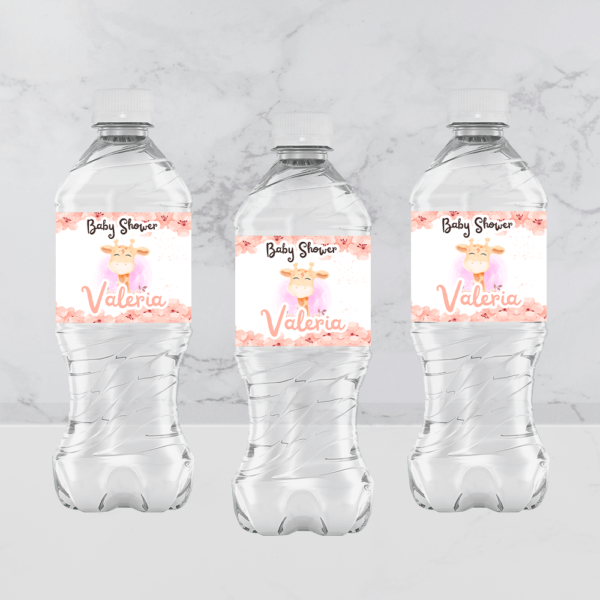 etiqueta-botella-de-agua-baby-shower-jirafita etiqueta para botella de agua para baby shower de jirafita