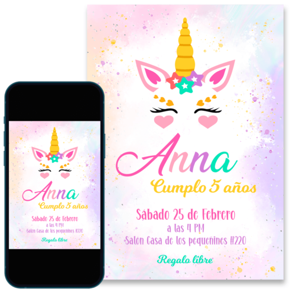 invitación digital unicornio